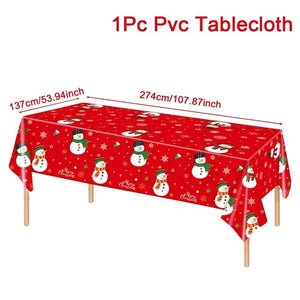 Christmas Red snowman table cover Santas Workshop Direct