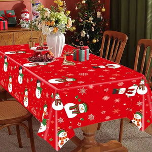 Christmas Red snowman table cover Santas Workshop Direct