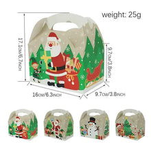 12pcs mixed color Christmas gift box, size 17.1 x 16 x9.7 cm Christmas Eve gift bag, white cardboard box, holiday party gift, with handle lid cloth paper box suitable for home school holiday, 4 designs