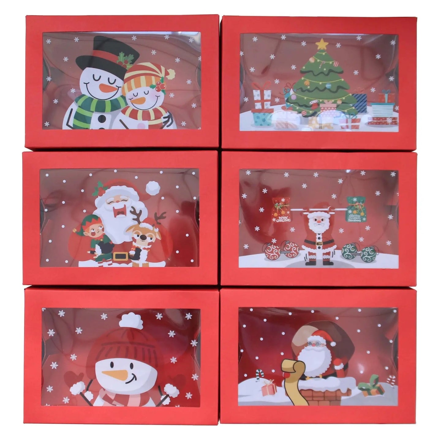 Christmas Red with clear window cookie Box x 12 pcs Santas Workshop Direct