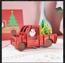 Christmas Santa Ute celebration 3D  surprise origami pop up card Santas Workshop Direct