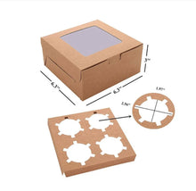 4 hole cup cake bakery box Christmas (Blue, beige Red & Green) cup cake bakery Box x 12 pcs - Santas Workshop Direct