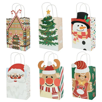 Christmas treat tote gift cookie bags  x 12 pcs Santas Workshop Direct