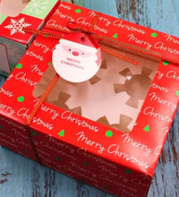 6pcs Christmas RED Gift Boxes – Holds 4 Cupcakes, Includes Inserts, Gift Tags & Ribbon, Holiday Bakery Packaging