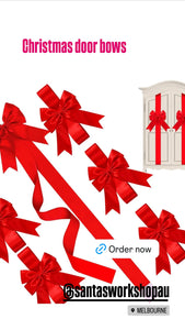 Christmas door bows Red ribbon pre order Santas Workshop Direct