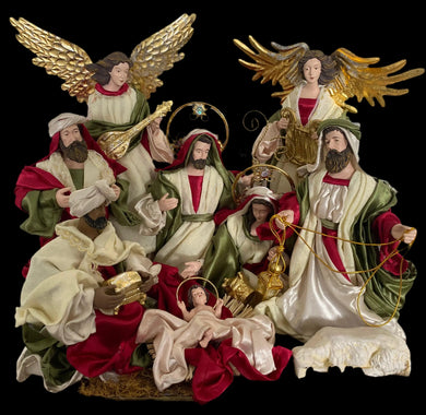 12.5’’ Red & White Christmas Nativity with angels set / scene with manger  -51 cm Santas Workshop Direct