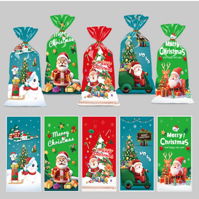 Christmas plastic cookie Bags x 12 pcs Santas Workshop Direct