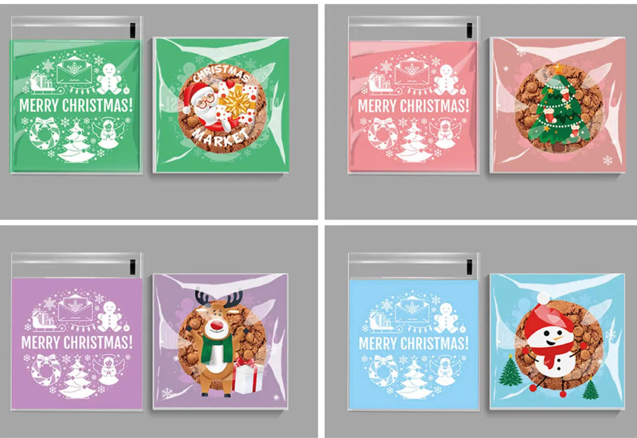 Christmas plastic cookie Bags x 12 pcs Santas Workshop Direct