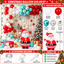 Santa Blue & White & Red Christmas Balloon Arch Kit – Winter Wonderland Holiday Party Decoration