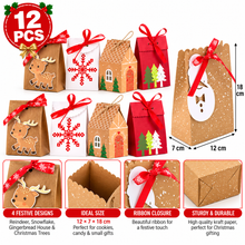 12PCS Christmas Gift Bags – Festive Treat Packaging for Holiday Gifts
