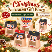 Christmas Nutcracker Soldier Design Gift Packaging paper boxes with Window Xmas Favour candy box 12pcs