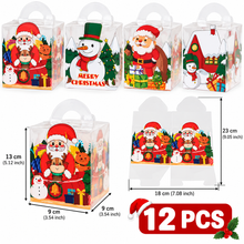 12PCS Christmas Transparent Gift BOX Clear Treat Bakery Party Favour PVC BOXES with handle