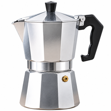 6 Cup Stovetop Espresso Maker - Moka Express Coffee Maker for Italian and Cuban Cafe Brewing, Moka Pot with Safety Valve, Silvery, Aluminium