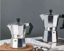 3 Cup Stovetop Espresso Maker - Moka Express Coffee Maker for Italian and Cuban Cafe Brewing, Moka Pot with Safety Valve, Silvery, Aluminium