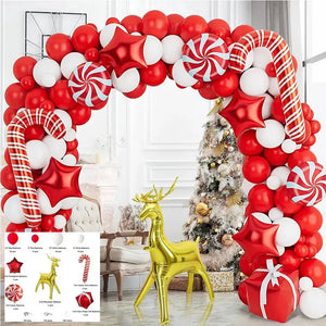 (Copy) Red white Christmas Balloons Arch Kit Balloons Party Decor  PRE ORDER Santas Workshop Direct