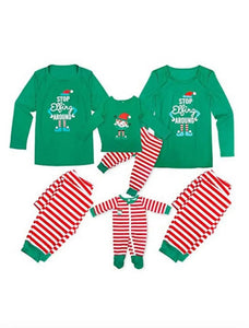 DAD- STOP Elfing AROUND Green Family Christmas Pajamas Sets Adult Ladies Christmas Grinch sleepwear Santas Workshop Direct