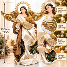 19.5″ (49.5cm) Handmade Christmas Standing Angel Figurine – Large Gold Winged Nativity Angel Statue | Luxury Religious Christmas Decoration
