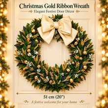 PRE ORDER 20” Christmas Gold Ribbon Wreaths 51cm - Elegant Christmas Decoration Door Wreath Decor (PRE ORDER 2026)
