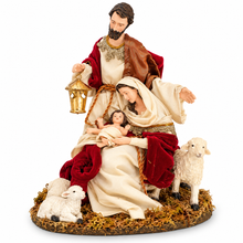 12” Christmas Holy Family Nativity Ornament Decoration Red Gold with sheep -30cm