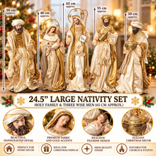 24.5” Large Christmas Religious Handmade Nativity Set with Three Wise Men (65cm approx)