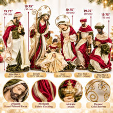 Large 50cm Handmade Christmas Nativity Set – 19.75" Holy Family with Angel & Three Wise Men | Premium Religious Christmas Manger Scene Decoration