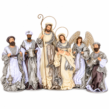 50cm Large Silver & White Christmas Nativity Set with Manger – Holy Family Religious Christmas Decoration | Buy Online Australia