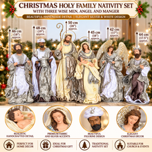 50cm Large Silver & White Christmas Nativity Set with Manger – Holy Family Religious Christmas Decoration | Buy Online Australia