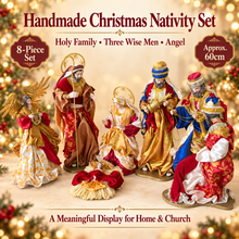 PRE ORDER 60cm Handmade Christmas Nativity Set – 8PCS Holy Family, Three Wise Men & Angel Religious Manger Display for Home and Church