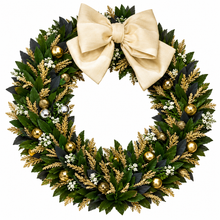 PRE ORDER 20” Christmas Gold Ribbon Wreaths 51cm - Elegant Christmas Decoration Door Wreath Decor (PRE ORDER 2026)