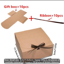 Kraft  Bakery cookie  box with ribbon 10pc  (11 x 11x 5 cm)