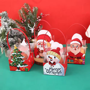 Christmas gift goodie packaging paper boxes with clear window Xmas party favour candy treat - Santas Workshop Direct 