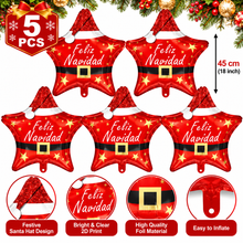 5pcs Christmas Star-Shaped Foil Balloons, 2D Printed Balloons with Christmas Designs, Perfect for Holiday Party Decorations, Party Decor, Christmas, And Birthday Celebrations