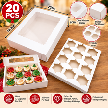 Cupcake Boxes 12 Hole Window Face Cake Boxes Boards Patty Pans Muffin Cups X20