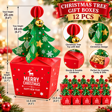 12PCS Large Christmas Tree Cookie Gift Boxes – 25cm Red & Green Bakery Treat Boxes for Cookies, Candy & Christmas Gifts