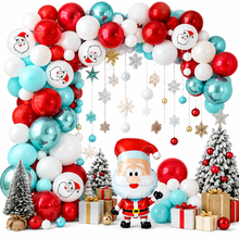 Santa Blue & White Christmas Balloon Arch Kit – Luxury Holiday Balloon Garland Party Decoration