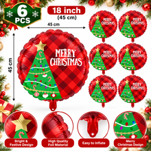 6PCS Round Christmas Foil Balloons – Festive Holiday Party Decorations for Xmas Celebrations, Home & Event Decor