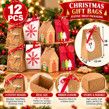 12PCS Christmas Gift Bags – Festive Treat Packaging for Holiday Gifts