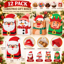 Christmas Santa Elf Snowman Reindeer design cookie bakery box 12 pcs