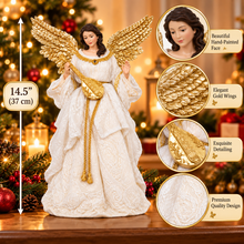 Large Christmas Nativity Set with 21.5" Stable, 14" Holy Family, 15.75" Three Wise Men & 14.5" Gold Winged Angel – White & Gold Religious Manger Scene