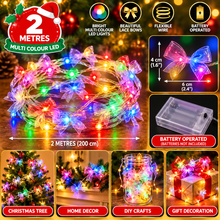 🎄 2M Multicolour LED Christmas Fairy Lights – Battery Operated Copper Wire String Lights for Christmas Trees, Garlands, Home Décor & Parties