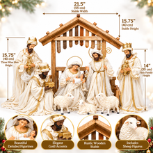 Large Christmas Nativity Set with 21.5" Stable, 14" Holy Family & 15.75" Three Wise Men – Religious Christmas Manger Scene, Home & Church Decoration