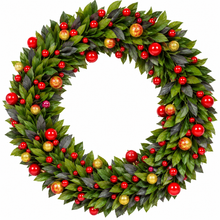 Handmade 20-Inch (51cm) Red Christmas Wreath – Bauble & Berry Door Decoration