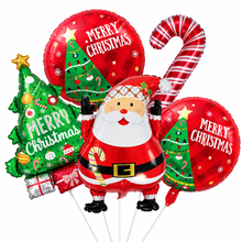 5PCS Christmas Foil Balloons – Santa Claus, Christmas Tree & Candy Cane Balloon Set | Xmas Party Decorations
