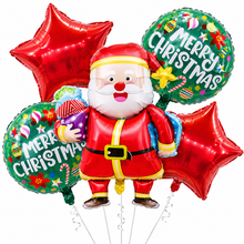 5PCS Christmas Foil Balloons Set – Festive Holiday Party Decorations for Xmas Celebrations, Home & Event Decor