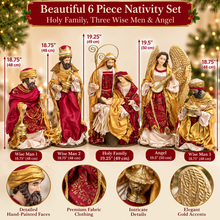 Large Handmade Christmas Nativity Set – 19.25" Holy Family, 18.75" Three Wise Men & 19.5" Angel | Premium Religious Christmas Manger Scene Decoration