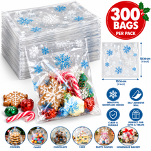 300 Bags, PCS 10.16X10.16 cm Xmas Self Adhesive Cellophane Snowflake Bag Giving Packaging Cookie Candy Cake Chocolate Goodie Party Homemade Bakery