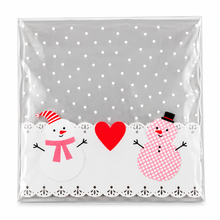 50PCS Christmas Snowman Gift Bags 10×10cm – Cookie, Candy & Treat Bags, Festive Christmas Packaging