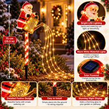 PRE ORDER 75cm Solar Santa Claus Watering Can Christmas Garden Light – Warm White LED Waterfall Outdoor Decoration