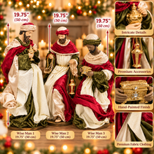 Large 50cm Handmade Christmas Nativity Set – 19.75" Holy Family with Angel & Three Wise Men | Premium Religious Christmas Manger Scene Decoration