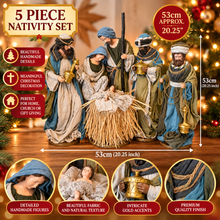 20.25" Christmas Religious Handmade Nativity Set with 3 Wise Men & Holy Family – 53cm Christian Christmas Manger Scene Decoration